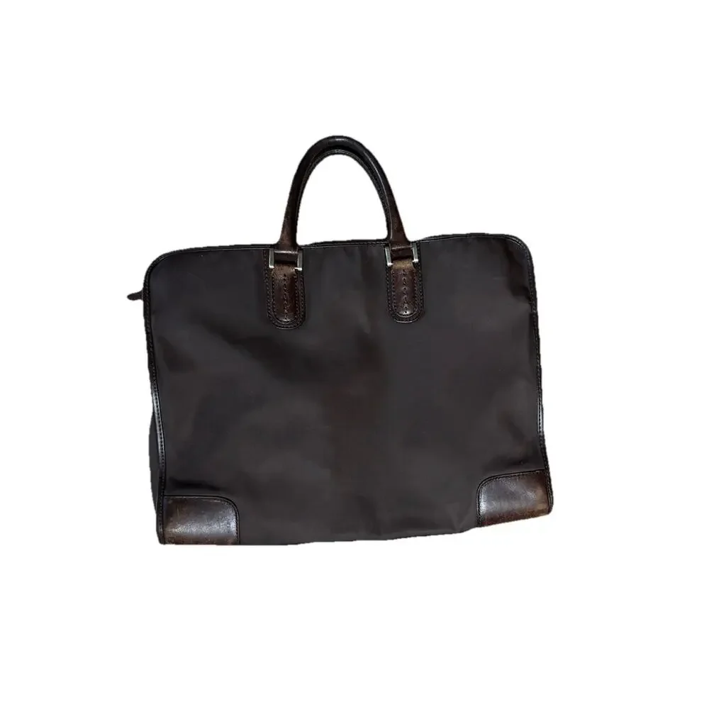 Paul Smith Brown Messenger Bag Briefcase Nylon & Leather Travel Carry On
